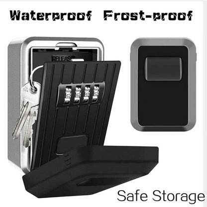 Outdoor Rustproof/Waterproof Wall-Mounted Key Safe Box - 4-Digit Combination Lock Key Holder with Waterproof Case